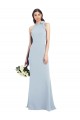 Bleu ciel clair Trompette Col Bateau Col Haut Licou Crêpe Stretch Longue Robes demoiselle d'honneur / Robes de bal à Vendre