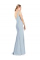 Bleu ciel clair Trompette Col V Crêpe Stretch Longue Robes demoiselle d'honneur / Robes de bal à Vendre