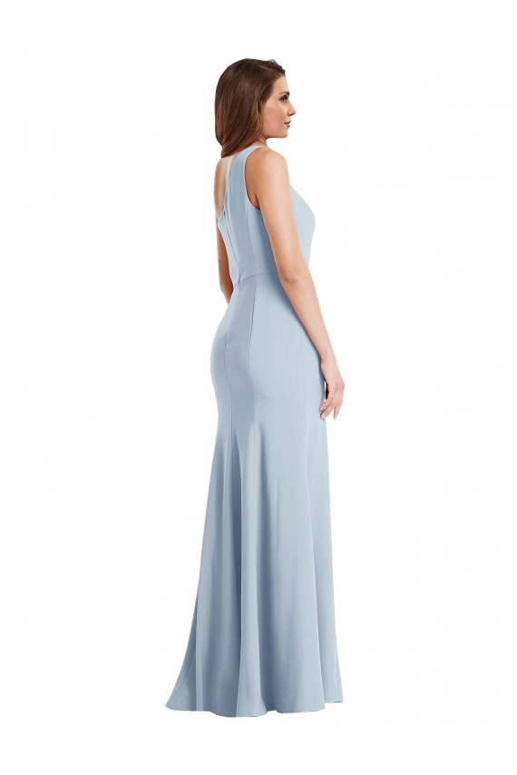 Bleu ciel clair Trompette Crêpe Stretch Longue Formelles Robes demoiselle d'honneur / Robes de soirée / Robes de bal à Vendre