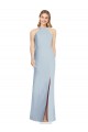 Bleu ciel clair Trompette Licou Col Haut Crêpe Stretch Longue Formelles Robes demoiselle d'honneur / Robes de soirée à Vendre