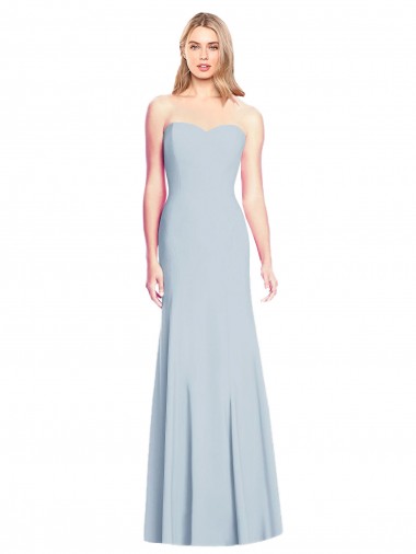 Bleu ciel clair Trompette Sans bretelle Crêpe Stretch Longue Robes demoiselle d'honneur / Robes de bal à Vendre