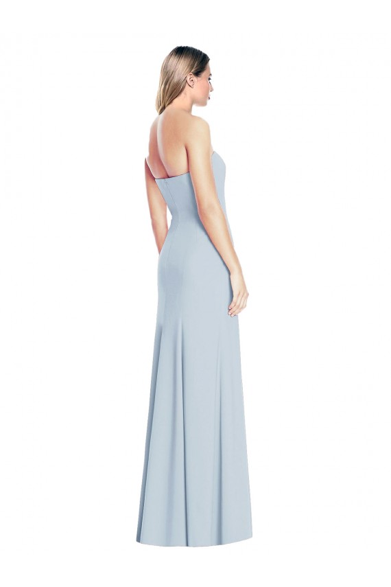 Bleu ciel clair Trompette Sans bretelle Crêpe Stretch Longue Robes demoiselle d'honneur / Robes de bal à Vendre