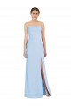 Bleu ciel clair Trompette Sans bretelle Mousseline Longue Formelles Robes demoiselle d'honneur / Robes de soirée à Vendre