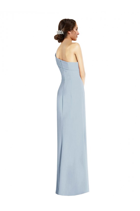 Bleu ciel clair Trompette Épaule Dénudée Crêpe Stretch Longue Formelles Robes demoiselle d'honneur / Robes de soirée / Robes de bal à Vendre