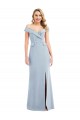 Bleu ciel clair Trompette Épaule Dénudée Crêpe Stretch Longue Robes demoiselle d'honneur / Robes de bal à Vendre