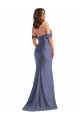 Bleu français Sirène Épaule Dénudée Satiné Soyeux Longue Formelles Robes demoiselle d'honneur / Robes de soirée / Robes de bal à Vendre