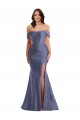 Bleu français Sirène Épaule Dénudée Satiné Soyeux Longue Formelles Robes demoiselle d'honneur / Robes de soirée / Robes de bal à Vendre
