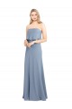 Bleu fumée Fourreau Col Haut Crêpe Stretch Longue Formelles Robes demoiselle d'honneur / Robes de soirée / Robes de bal à Vendre