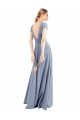 Bleu fumée Fourreau Col V Crêpe Stretch Longue Robes demoiselle d'honneur / Robes de bal à Vendre