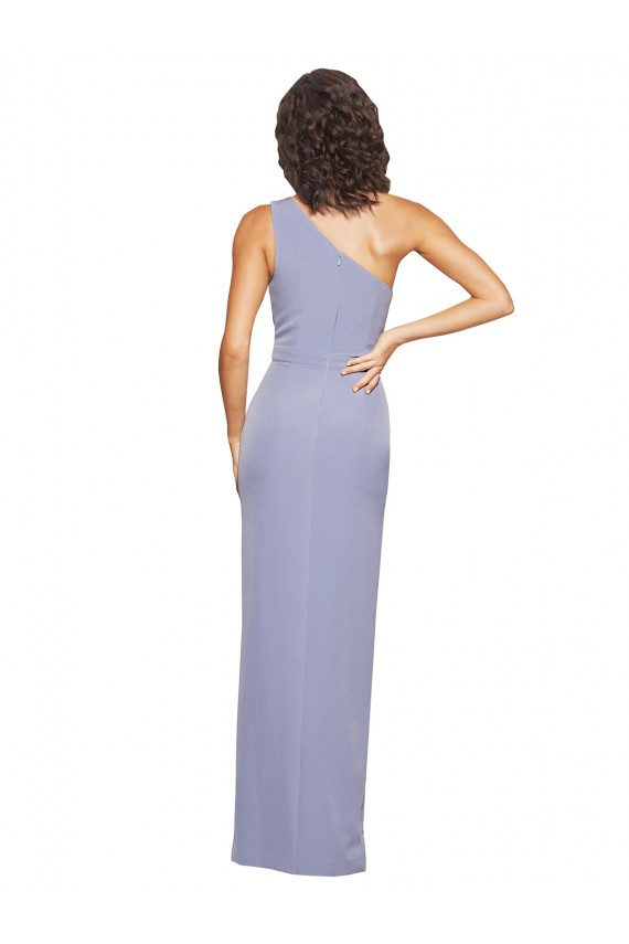 Bleu fumée Fourreau Crêpe Stretch Longue Formelles Robes demoiselle d'honneur / Robes de soirée / Robes de bal à Vendre