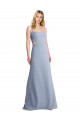 Bleu fumée Trapèze Bretelles spaghetti Scoop Crêpe Stretch Longue Robes demoiselle d'honneur / Robes de bal à Vendre