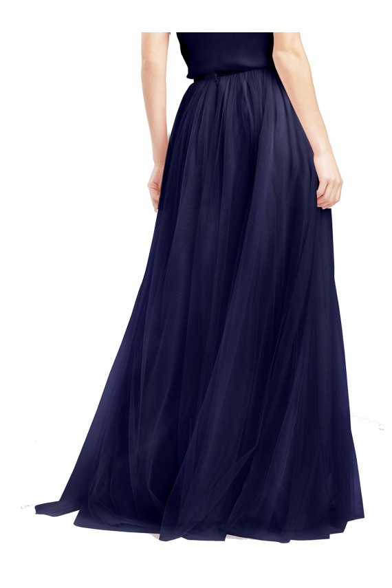 Bleu marine 21 Trapèze Licou Col Haut Tulle Longue Robes demoiselle d'honneur à Vendre