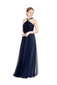 Bleu marine 21 Trapèze Licou Tulle Longue Robes demoiselle d'honneur à Vendre