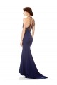 Bleu marine Sirène Licou Col Haut Crêpe Stretch Longue Formelles Robes demoiselle d'honneur / Robes de soirée / Robes de bal à Vendre