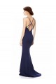 Bleu marine Sirène Licou Col Haut Crêpe Stretch Longue Formelles Robes demoiselle d'honneur / Robes de soirée / Robes de bal à Vendre