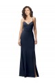 Bleu marine foncé Fourreau Bretelles spaghetti Crêpe Stretch Longue Formelles Robes demoiselle d'honneur / Robes de soirée / Robes de bal à Vendre
