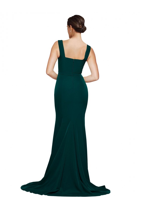 Fourreau Col Carré Balayage train Crêpe Stretch Longue Robes demoiselle d'honneur / Robes de bal à Vendre