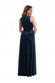Bleu marine foncé Fourreau Col V Velours Stretch Longue Formelles Robes demoiselle d'honneur / Robes de soirée / Robes de bal à Vendre