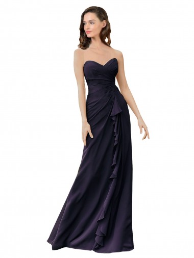 Bleu marine foncé Fourreau Mousseline Longue Robes demoiselle d'honneur à Vendre