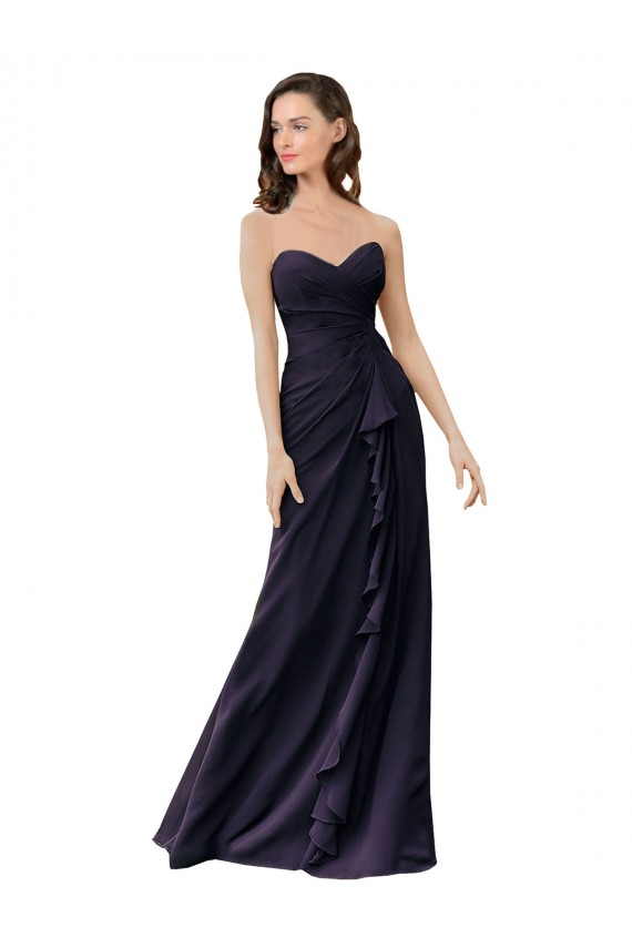 Bleu marine foncé Fourreau Mousseline Longue Robes demoiselle d'honneur à Vendre