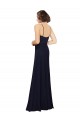 Bleu marine foncé Fourreau Scoop Mousseline Longue Robes demoiselle d'honneur à Vendre