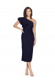Bleu marine foncé Fourreau midi Crêpe Stretch Courte Robes demoiselle d'honneur / Robes de soirée / Robes de cocktail à Vendre