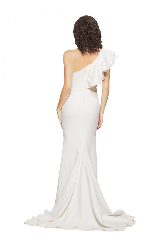 Ivoire Fourreau Balayage train Crêpe Stretch Longue Robes demoiselle d'honneur / Robes de bal à Vendre