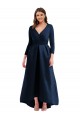 Bleu marine foncé Princesse Col V Spandex Longue Asymétrique Formelles Robes demoiselle d'honneur / Robes de soirée / Robes de bal à Vendre