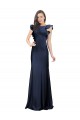 Bleu marine foncé Sirène Bateau Crêpe Stretch Longue Robes demoiselle d'honneur / Robes de bal à Vendre