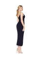 Bleu marine foncé Sirène Bretelles spaghetti Crêpe Stretch Courte Asymétrique Robes demoiselle d'honneur / Robes de soirée / Robes de cocktail à Vendre