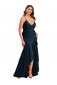 Bleu marine foncé Sirène Bretelles spaghetti Satiné Soyeux Longue Asymétrique Formelles Robes demoiselle d'honneur / Robes de soirée / Robes de bal à Vendre