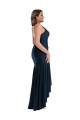 Bleu marine foncé Sirène Bretelles spaghetti Satiné Soyeux Longue Asymétrique Formelles Robes demoiselle d'honneur / Robes de soirée / Robes de bal à Vendre