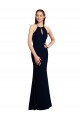Bleu marine foncé Sirène Licou Mousseline Longue Robes demoiselle d'honneur à Vendre