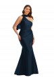 Bleu marine foncé Sirène Licou Satiné Soyeux Longue Formelles Robes demoiselle d'honneur / Robes de soirée / Robes de bal à Vendre