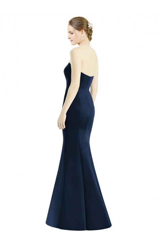 Bleu marine foncé Sirène Satiné Longue Robes demoiselle d'honneur à Vendre