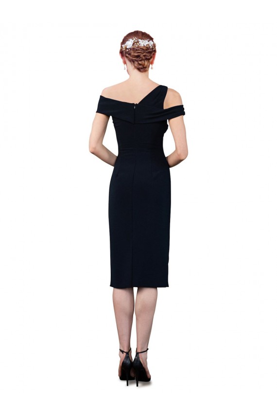 Bleu marine foncé Sirène Épaule Dénudée Crêpe Stretch Courte Robes demoiselle d'honneur / Robes de soirée / Robes de cocktail à Vendre