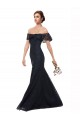 Bleu marine foncé Sirène Épaule Dénudée Dentelle Longue Robes demoiselle d'honneur / Robes de bal à Vendre