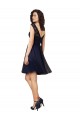 Bleu marine foncé Trapèze Bateau Tulle Dentelle Courte Robes demoiselle d'honneur / Robes de cocktail à Vendre