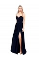 Bleu marine foncé Trapèze Bretelles spaghetti Mousseline Longue Formelles Robes demoiselle d'honneur / Robes de soirée à Vendre