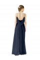 Bleu marine foncé Trapèze Bretelles spaghetti Mousseline Longue Robes demoiselle d'honneur à Vendre