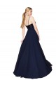 Bleu marine foncé Trapèze Bretelles spaghetti Mousseline Paillette Longue Robes demoiselle d'honneur / Robes de bal à Vendre
