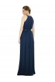 Bleu marine foncé Trapèze Col Haut Mousseline Longue Robes demoiselle d'honneur à Vendre