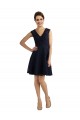 Bleu marine foncé Trapèze Col V Dentelle Courte Robes demoiselle d'honneur / Robes de cocktail à Vendre