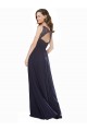 Bleu marine foncé Trapèze Col V Mousseline Dentelle Longue Robes demoiselle d'honneur à Vendre
