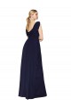 Bleu marine foncé Trapèze Col V Mousseline Longue Formelles Robes demoiselle d'honneur / Robes de soirée / Robes de bal à Vendre