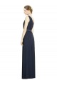 Bleu marine foncé Trapèze Col V Mousseline Longue Robes demoiselle d'honneur à Vendre