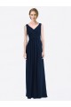 Bleu marine foncé Trapèze Col V Mousseline Longue Robes demoiselle d'honneur à Vendre