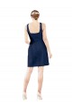 Bleu marine foncé Trapèze Col V Satiné Courte Robes demoiselle d'honneur / Robes de cocktail à Vendre
