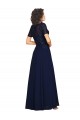 Bleu marine foncé Trapèze Col rond Mousseline Longue Robes demoiselle d'honneur / Robes de bal à Vendre