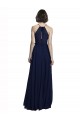 Bleu marine foncé Trapèze Licou Col Haut Mousseline Longue Robes demoiselle d'honneur à Vendre